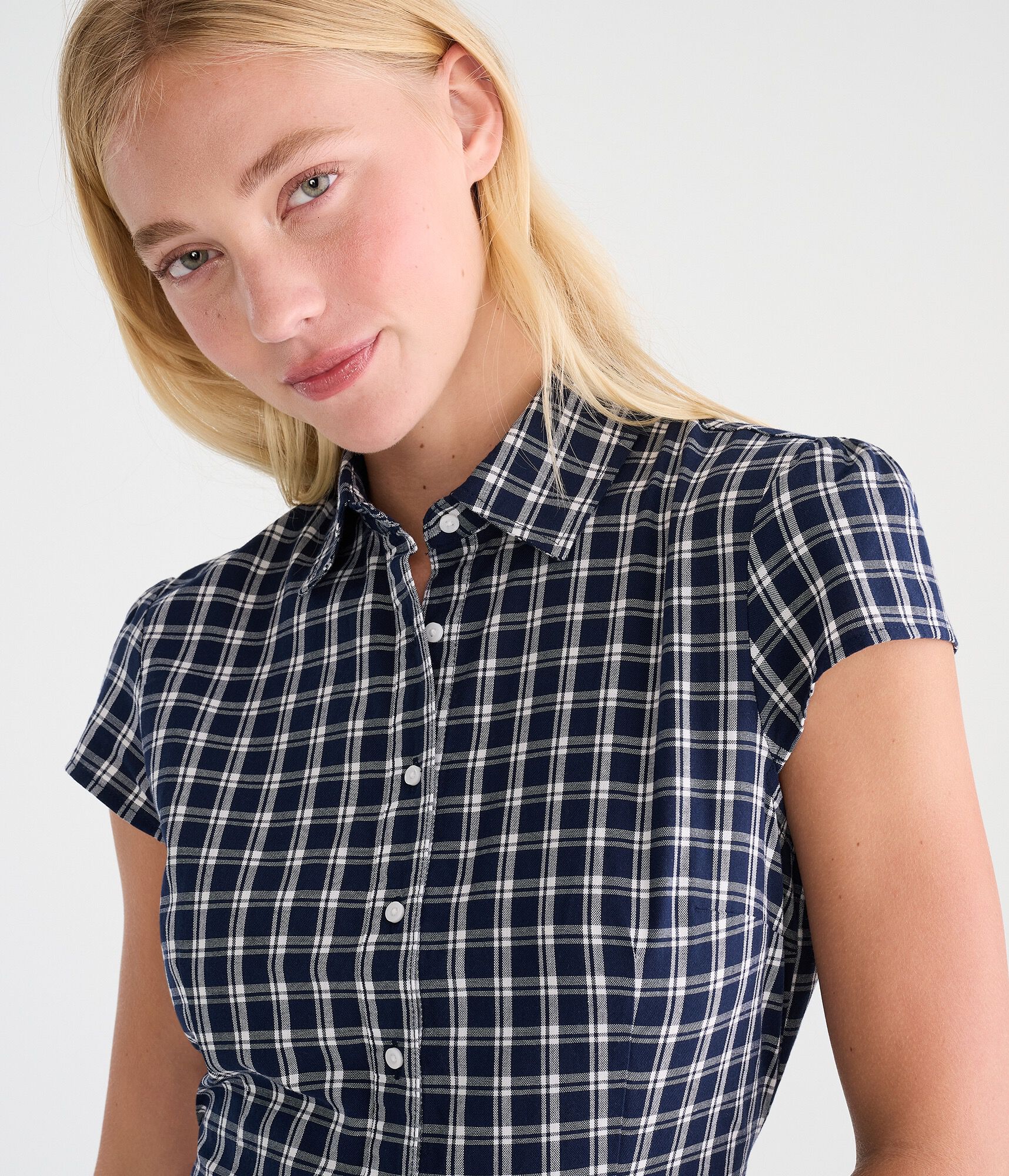 D&eacute;j&agrave; For Aero Plaid Tie-Back Blouse