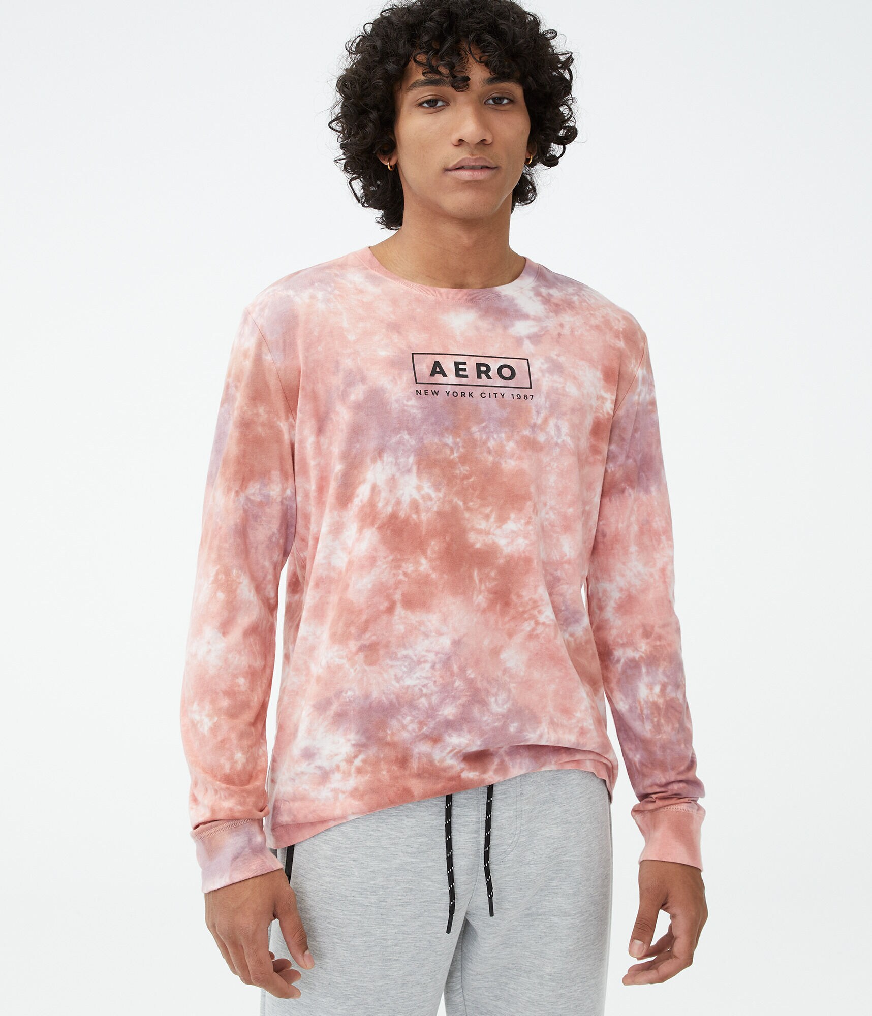 Long Sleeve Aero Box Logo Tie-Dye Graphic Tee