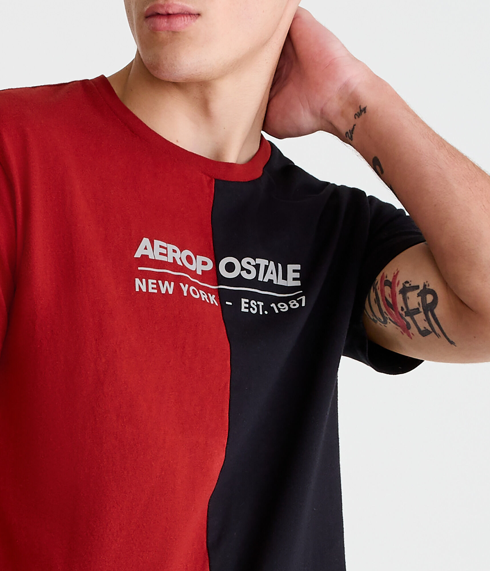Aeropostale Logo Spliced Graphic Tee