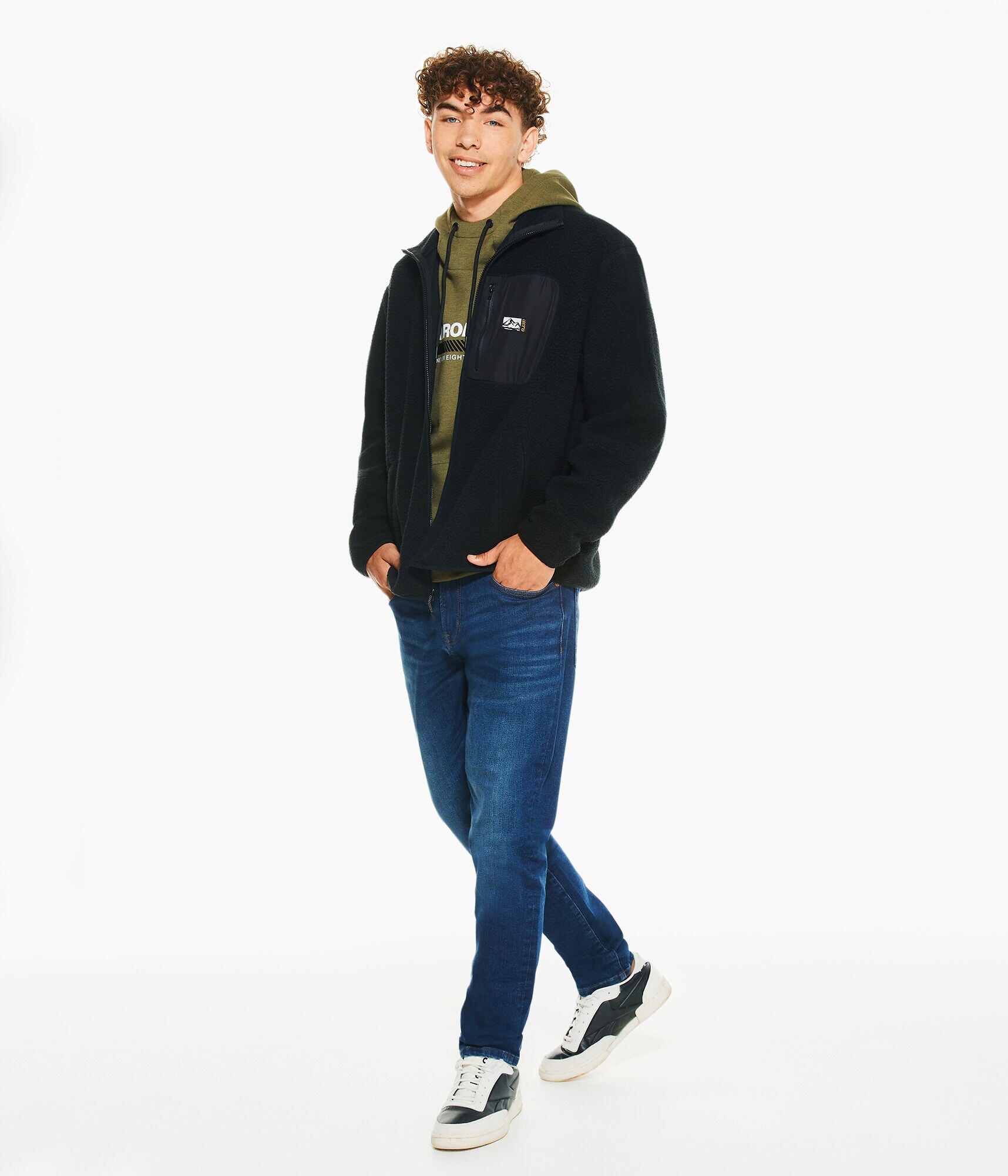 Sherpa Fleece Mock-Neck Jacket