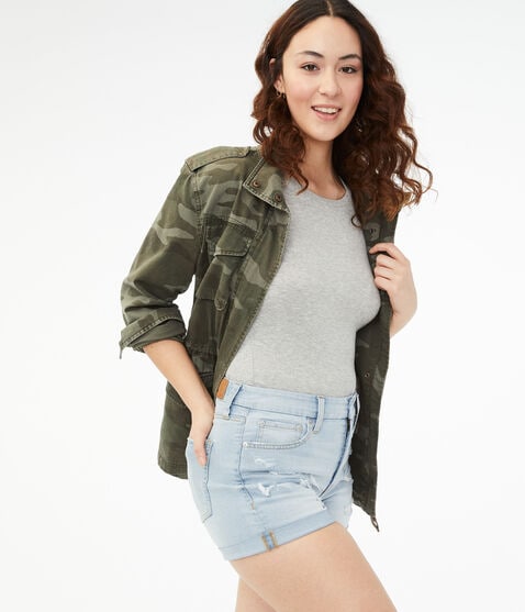 Premium Seriously Stretchy High-Rise Curvy Denim Midi Shorts Premium Seriously Stretchy High-Rise Curvy Denim Midi Shorts