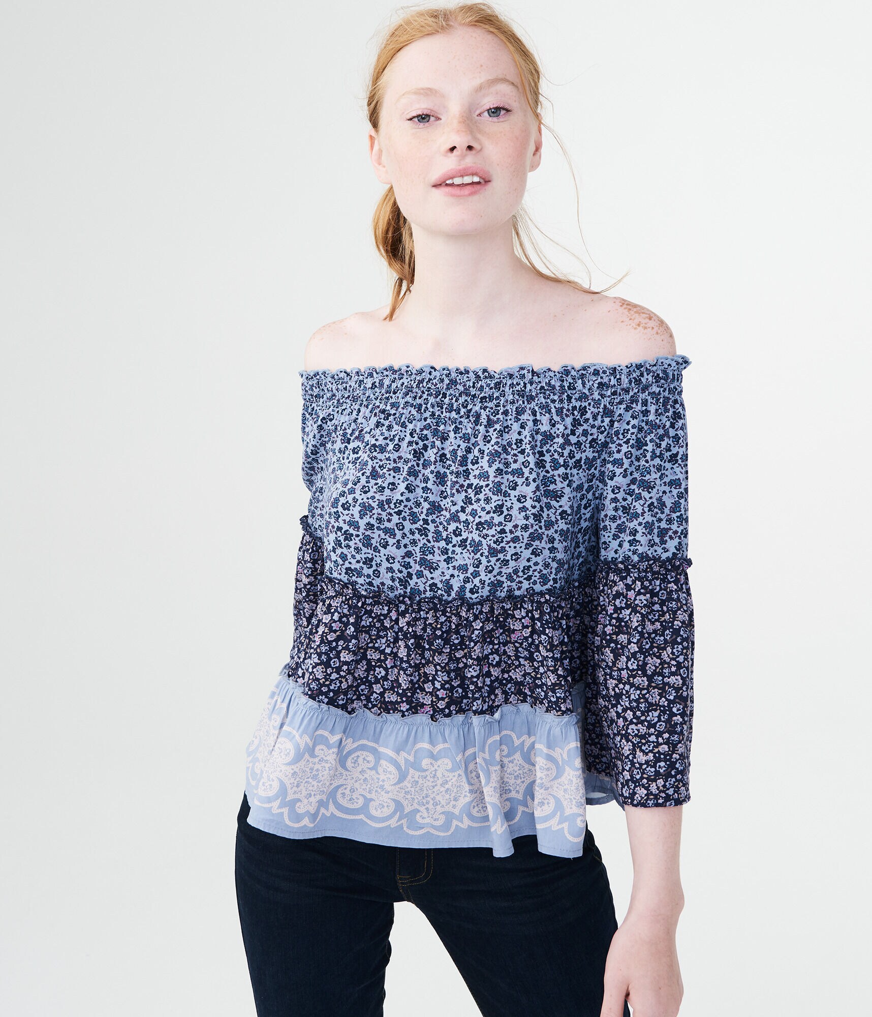 Floral Off-The-Shoulder Woven Top
