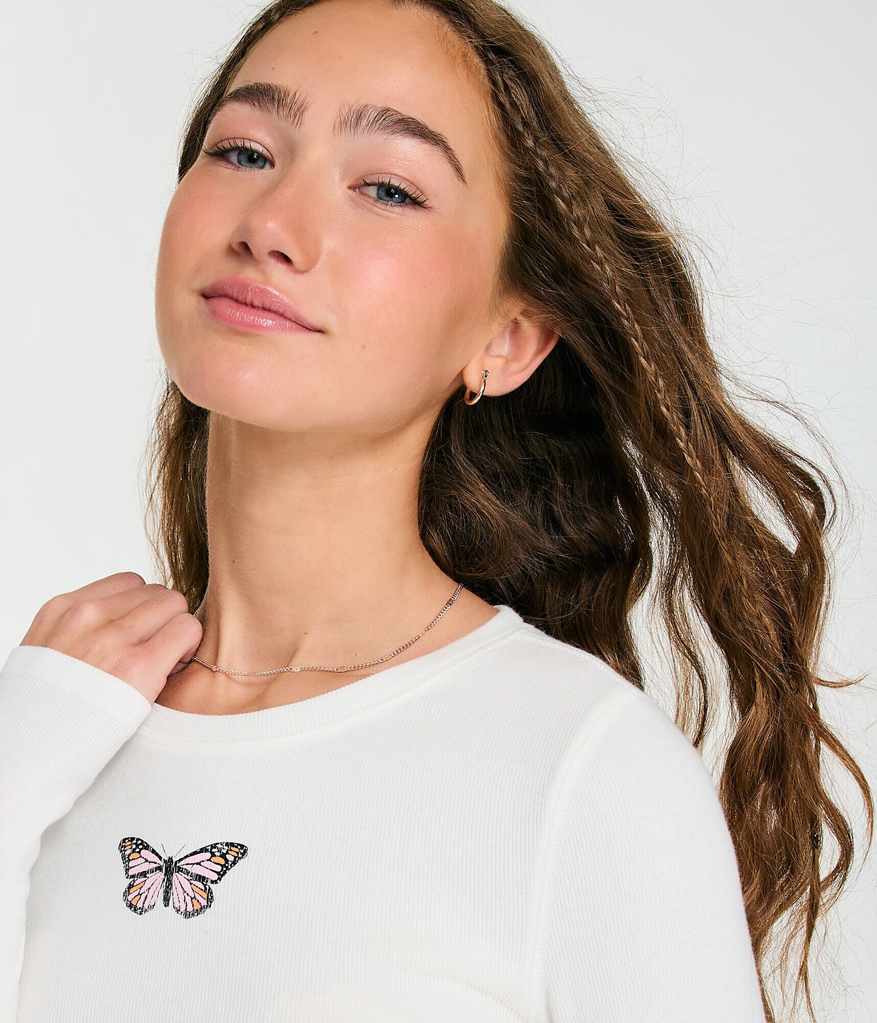 Long Sleeve Seriously Soft Butterfly Cropped Baby Tee