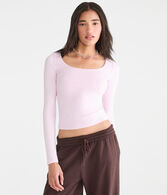 Long Sleeve Buttery Soft Scoop-Neck Tee