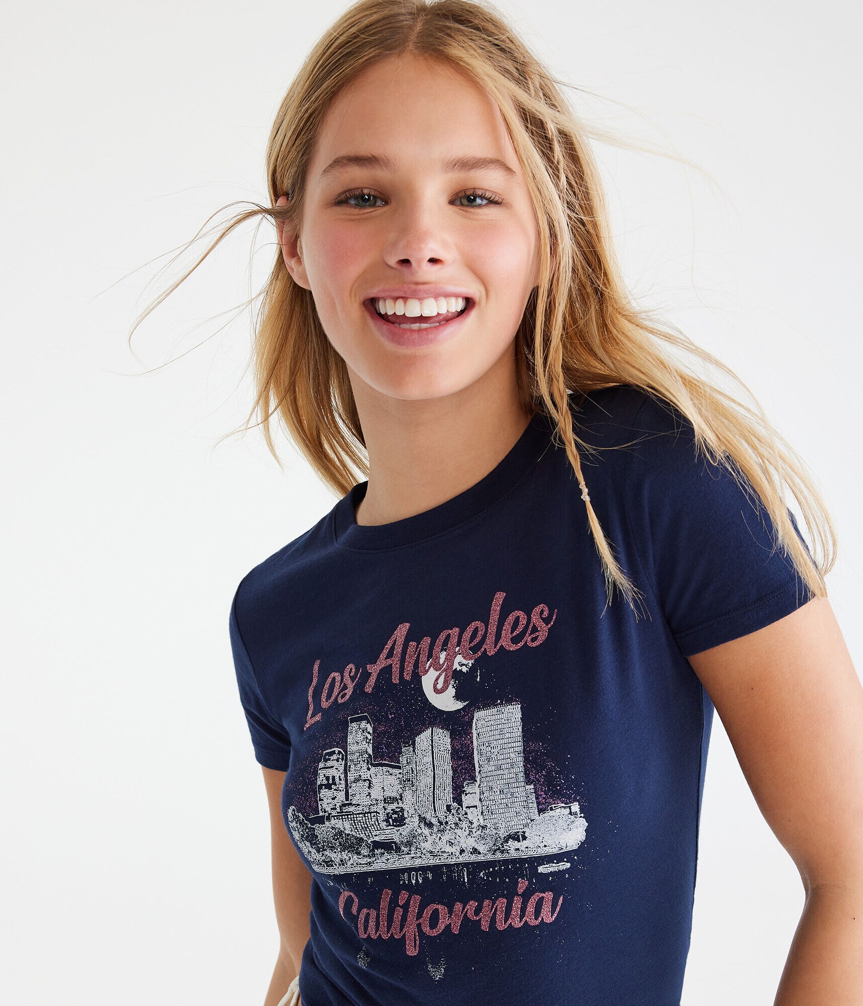 Los Angeles Skyline Glitter Graphic Tee