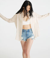 Long Sleeve Striped Gauze Oversized Shirt