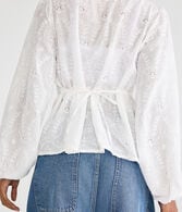 Long Sleeve Eyelet V-Neck Babydoll Blouse