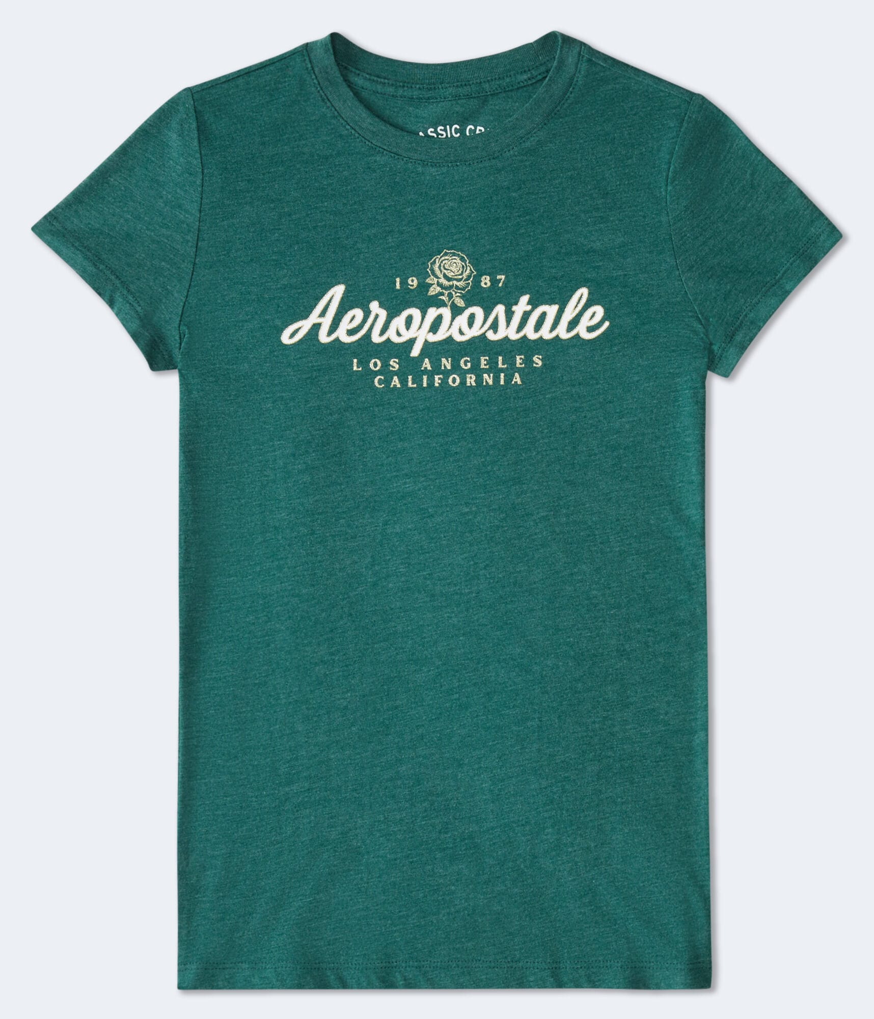 Aeropostale Script Rose Glitter Graphic Tee