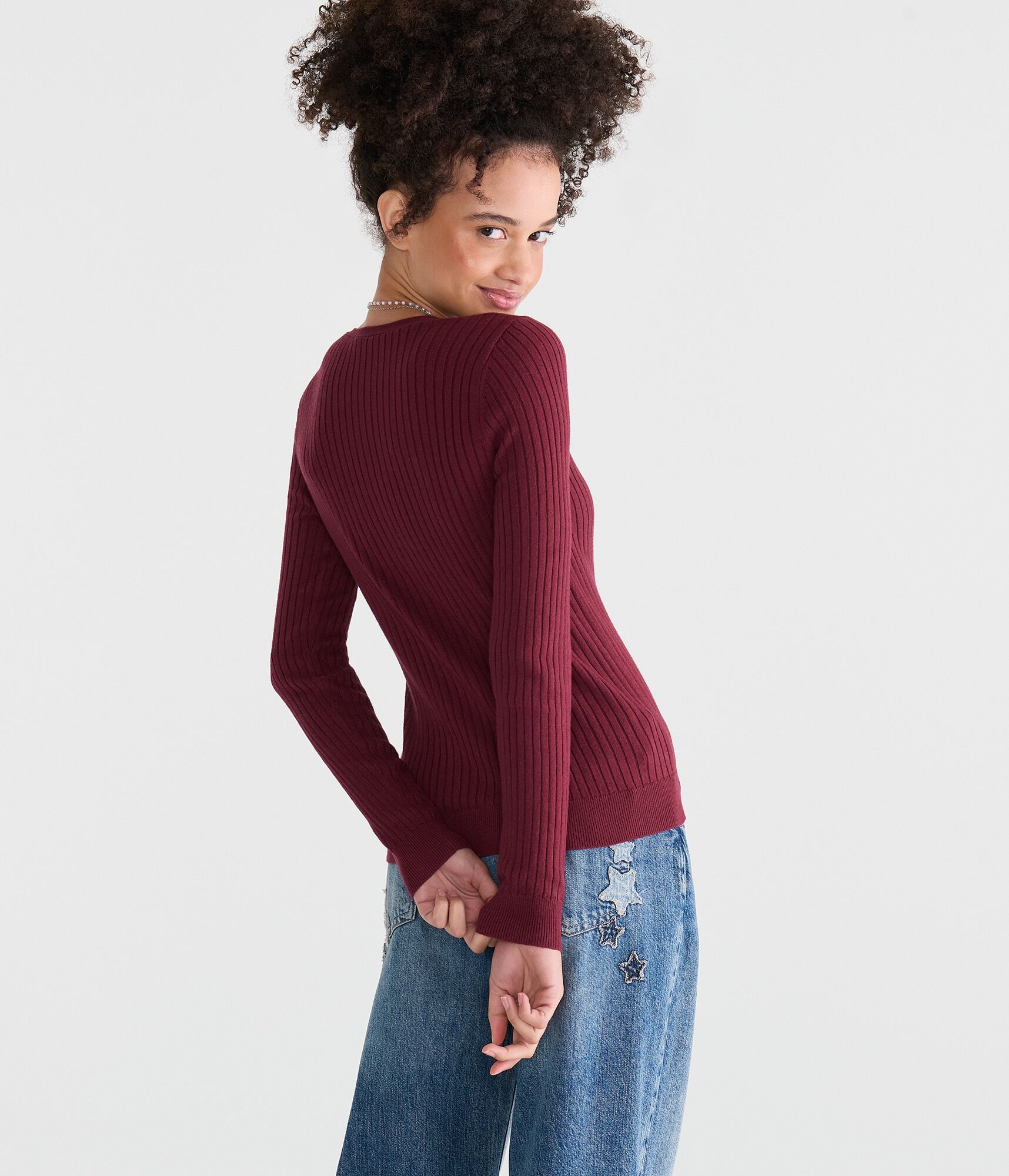 Ribbed Henley Sweater