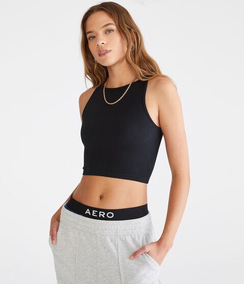 Seriously Soft Seamless Cropped Boat-Neck Tank