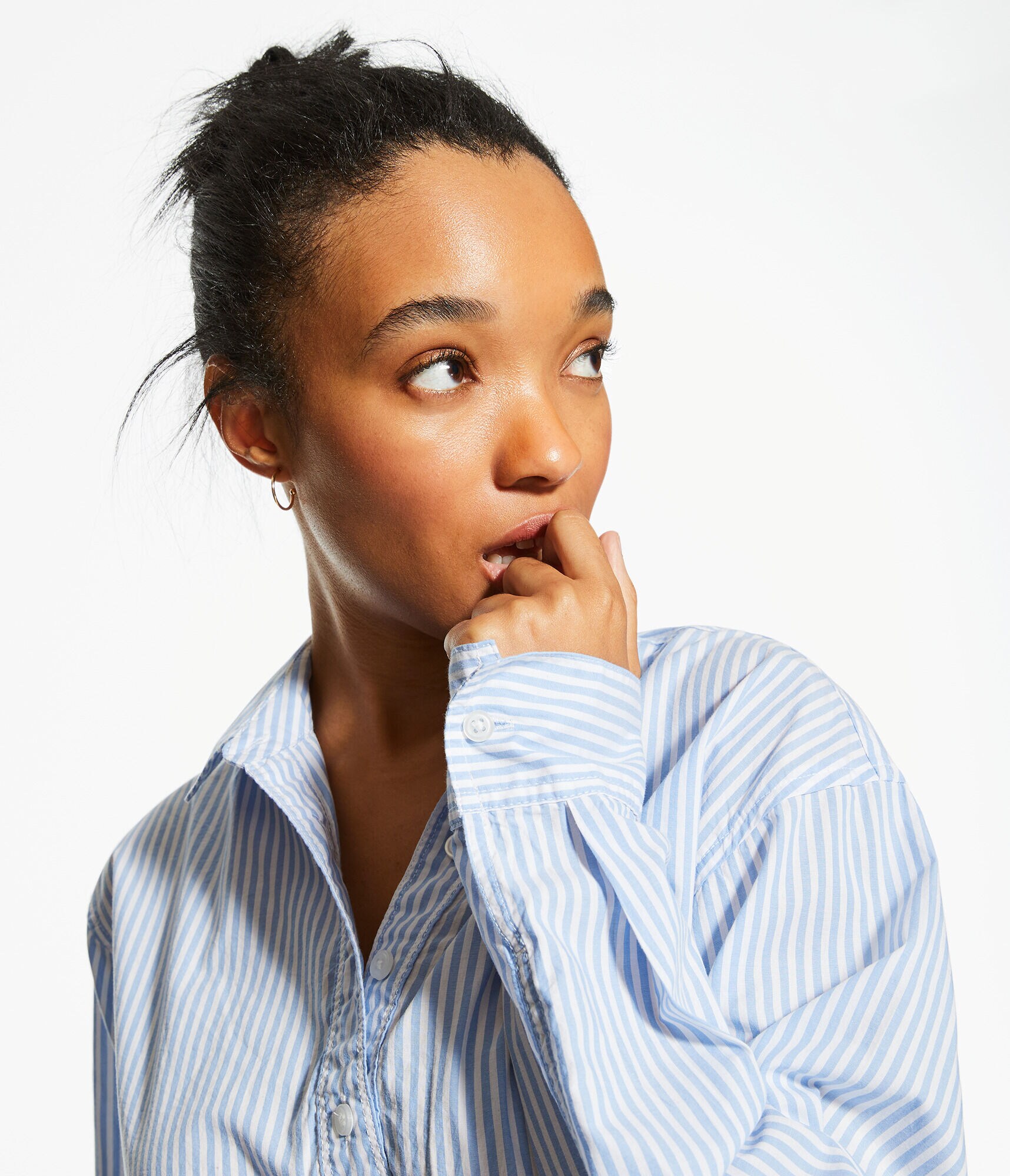 Long Sleeve Striped Wrap-Tie Cropped Shirt
