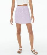 Floral High-Rise Button-Front Mini Skirt