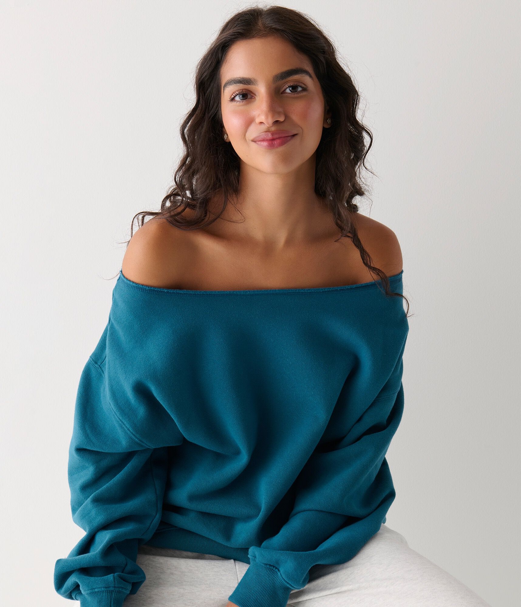 Cloud Soft Oversized Off-The-Shoulder Sweatshirt