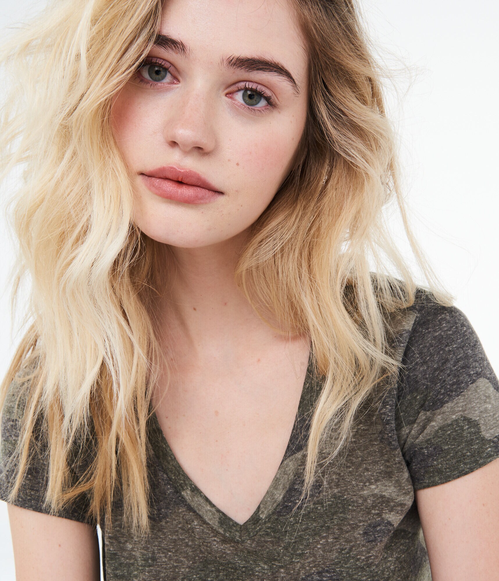 Camo V-Neck Tee