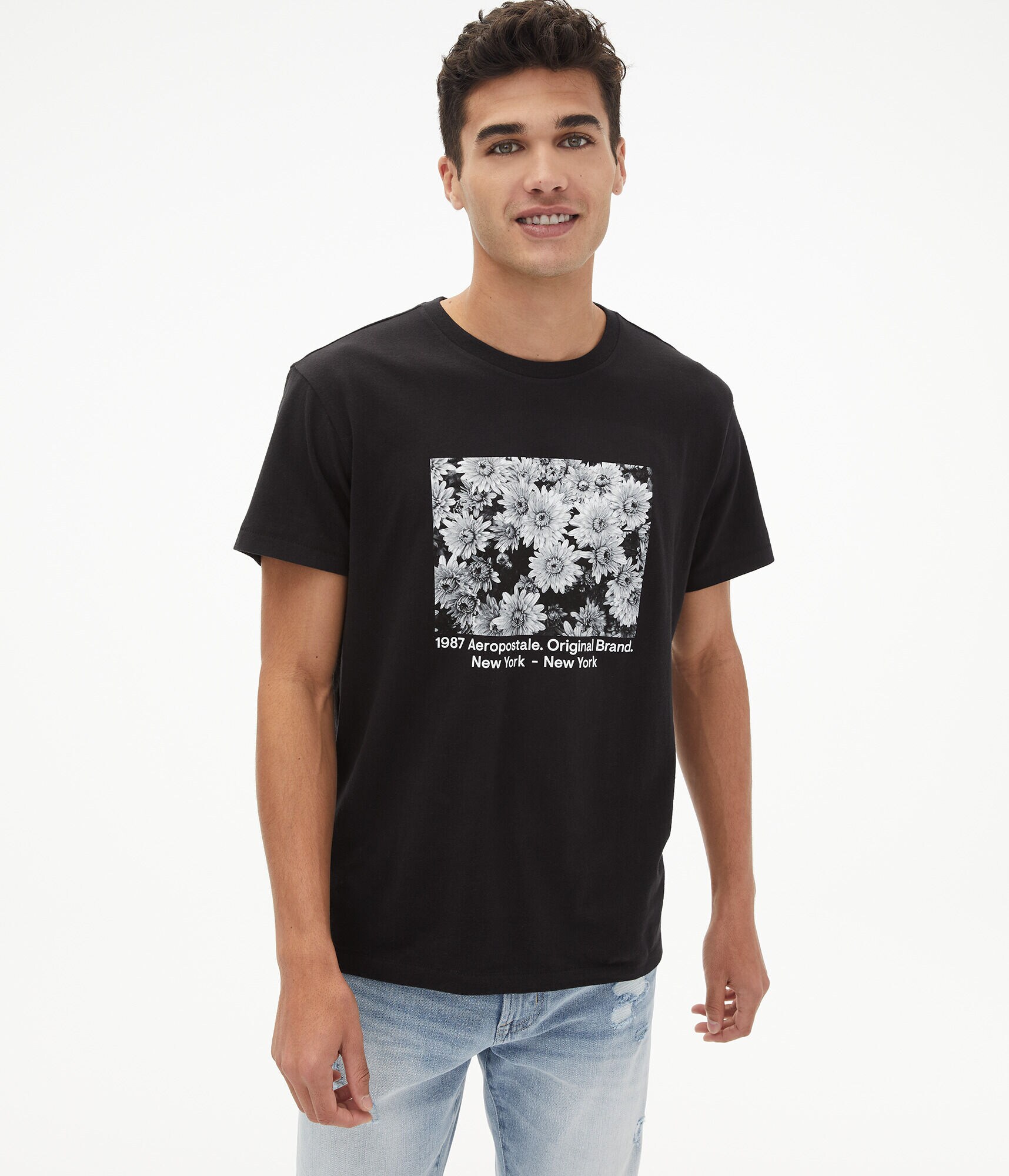 Aeropostale Flower Square Graphic Tee