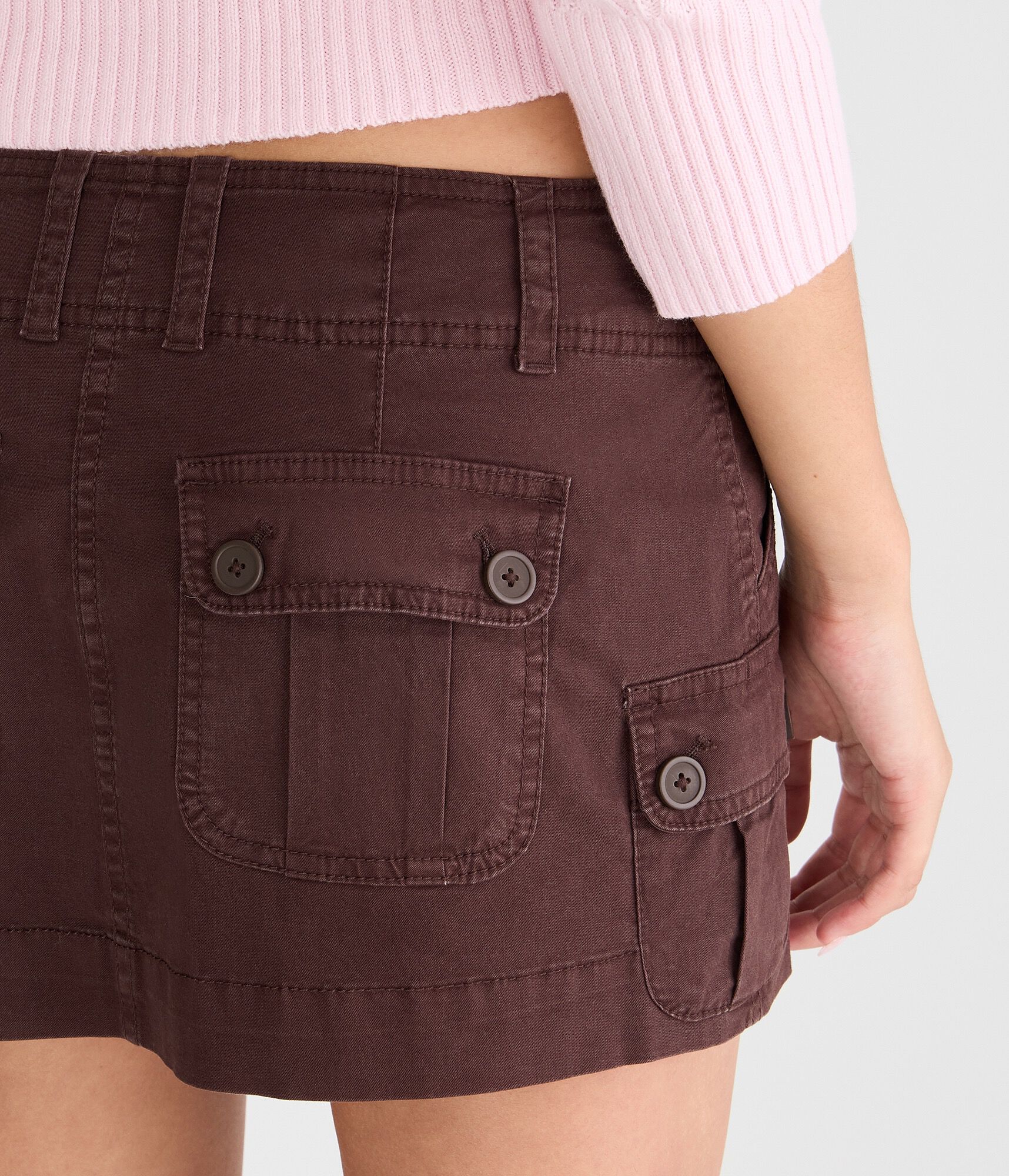 Twill Cargo Low-Rise Mini Skirt