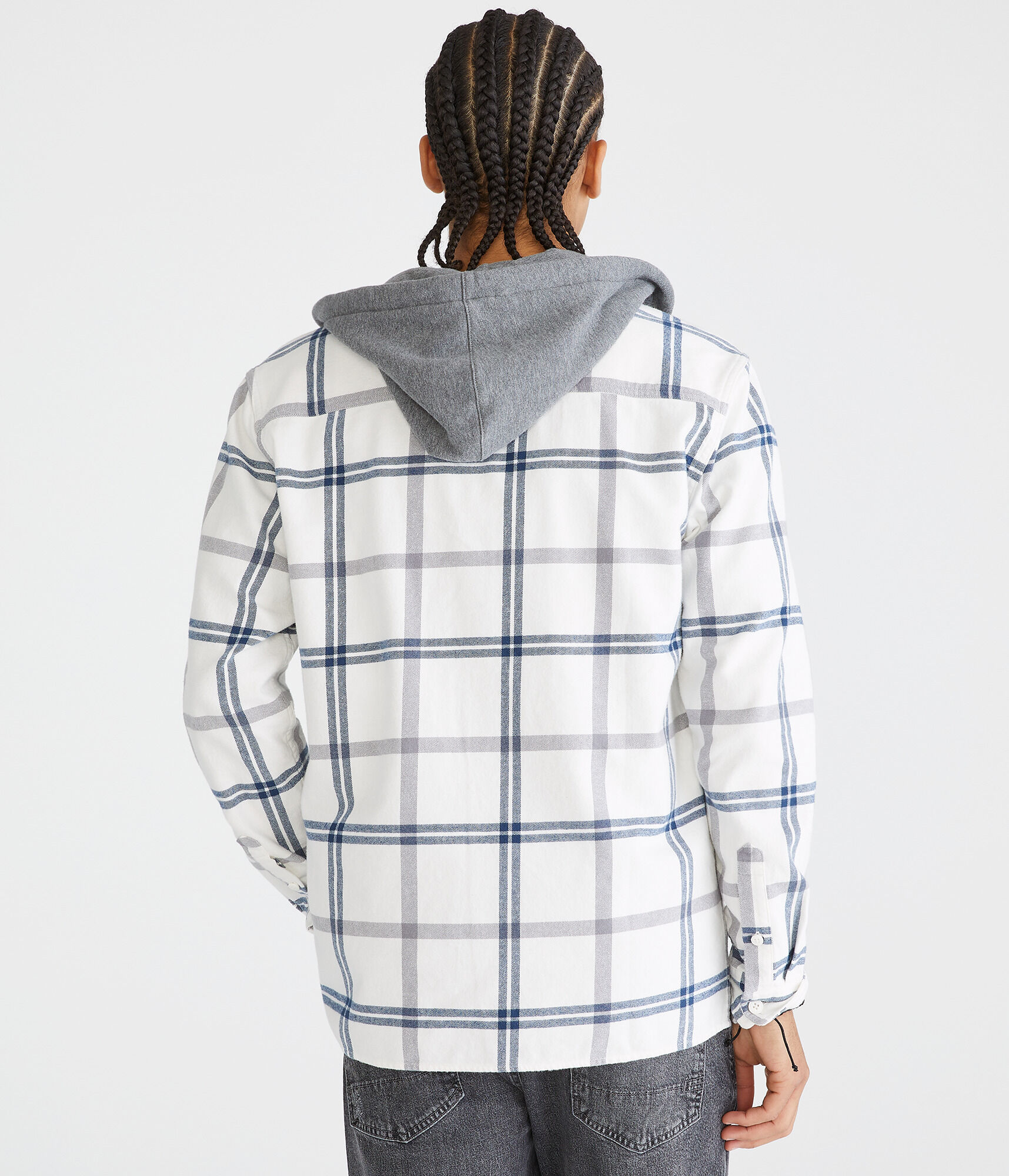 Long Sleeve Hooded Plaid Flannel Shirt