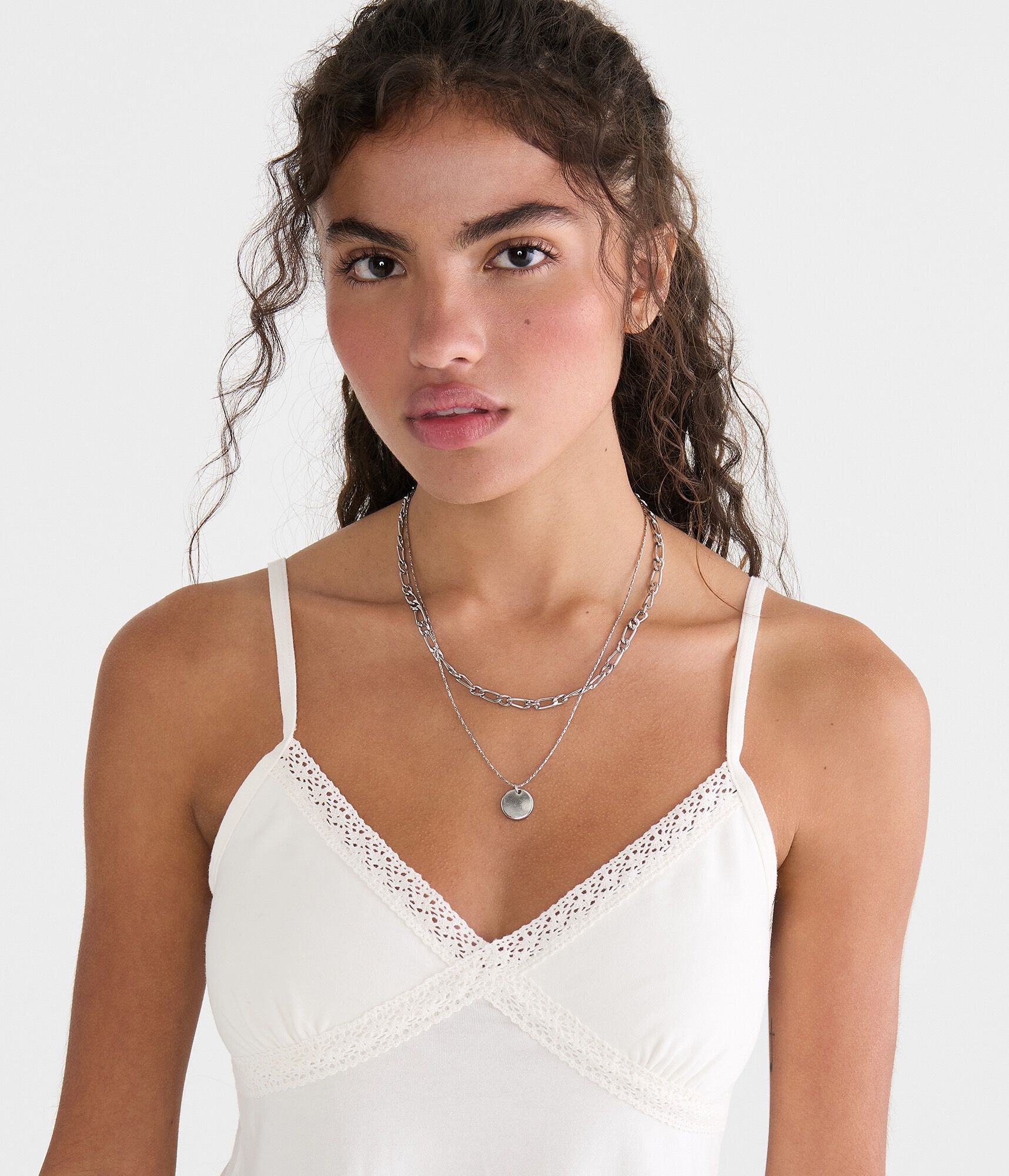 Crisscross Lace V-Neck Babydoll Cami