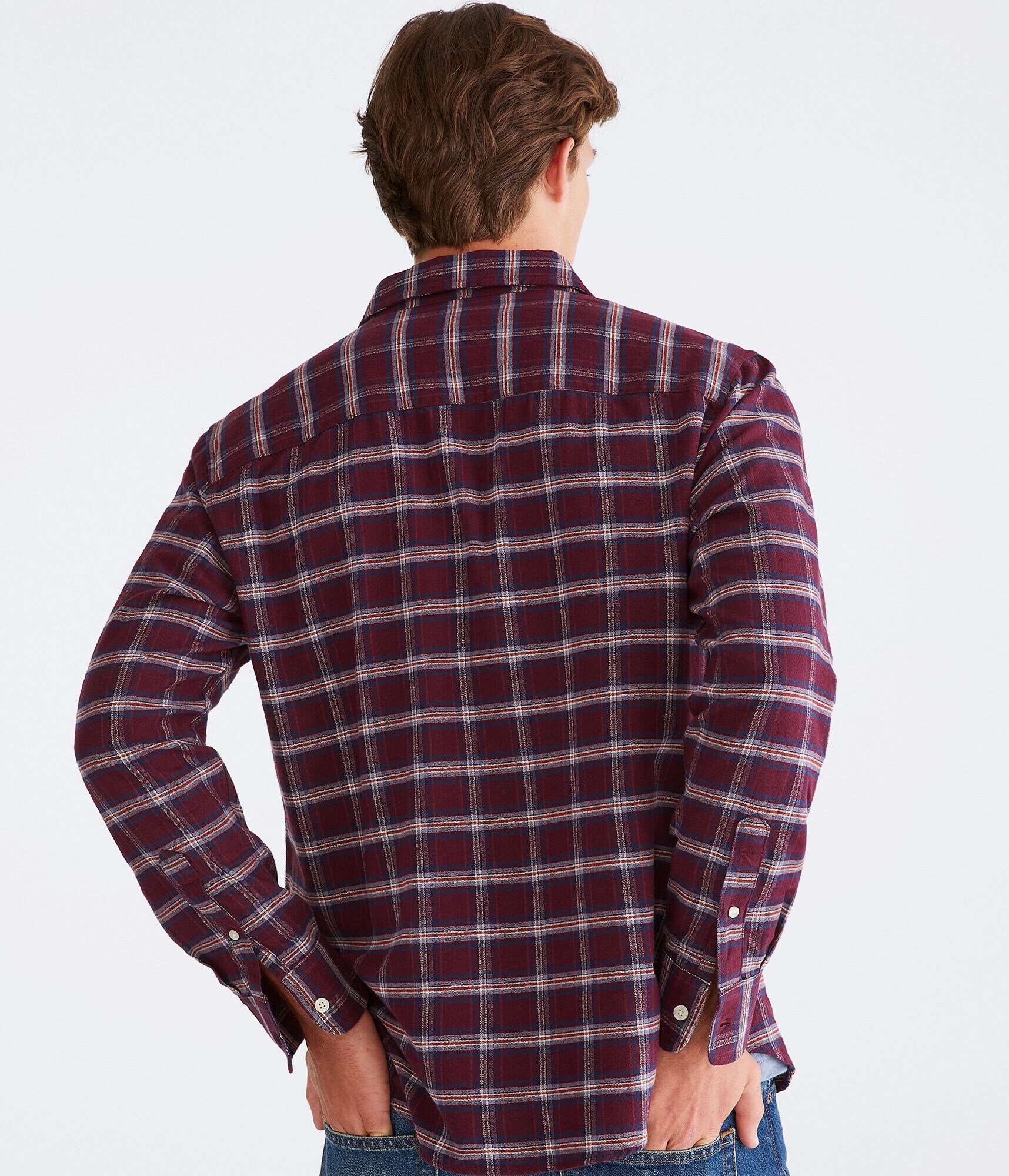 Long Sleeve Relaxed Plaid Oxford Shirt