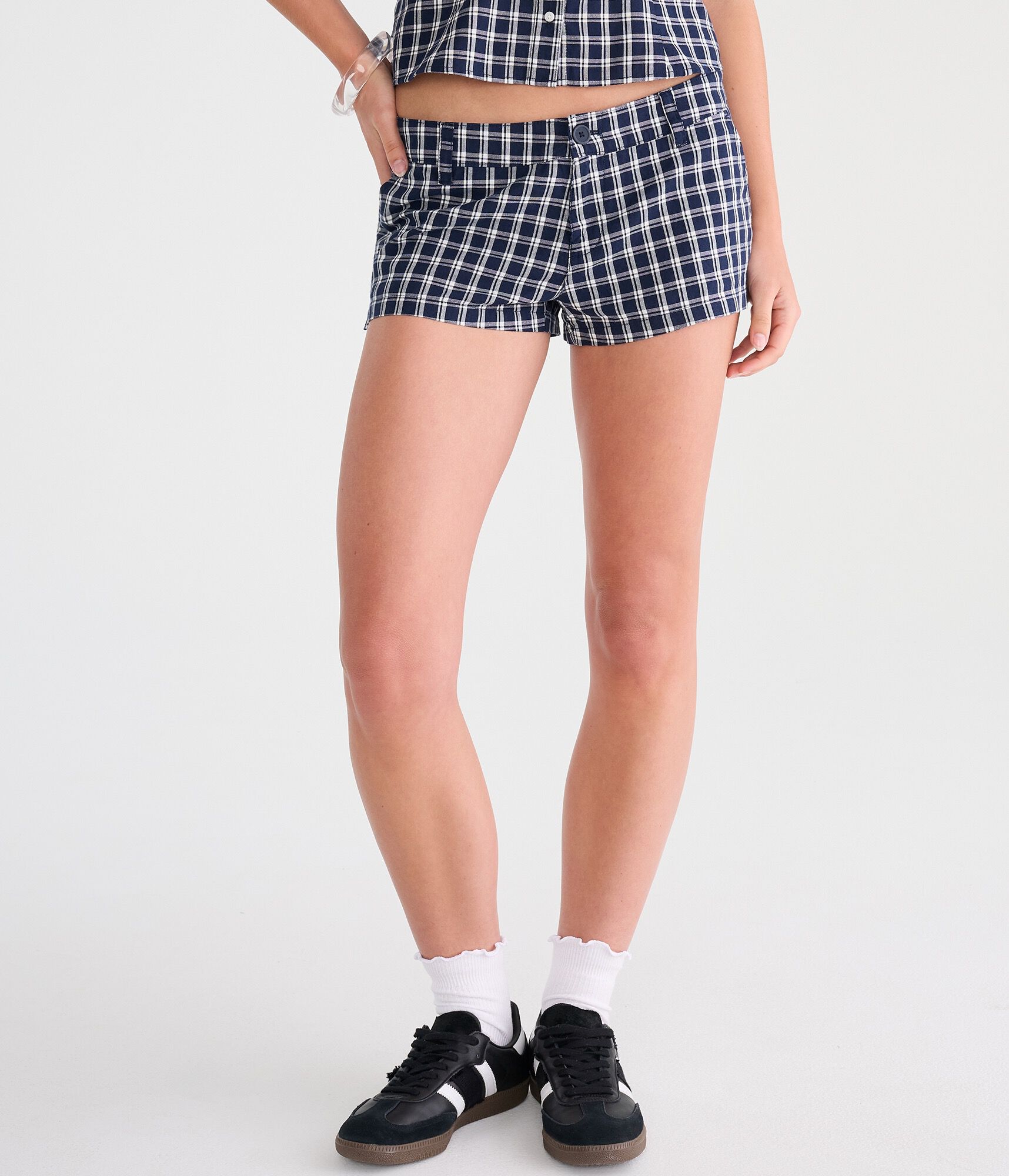 D&eacute;j&agrave; For Aero Plaid Low-Rise Shorts
