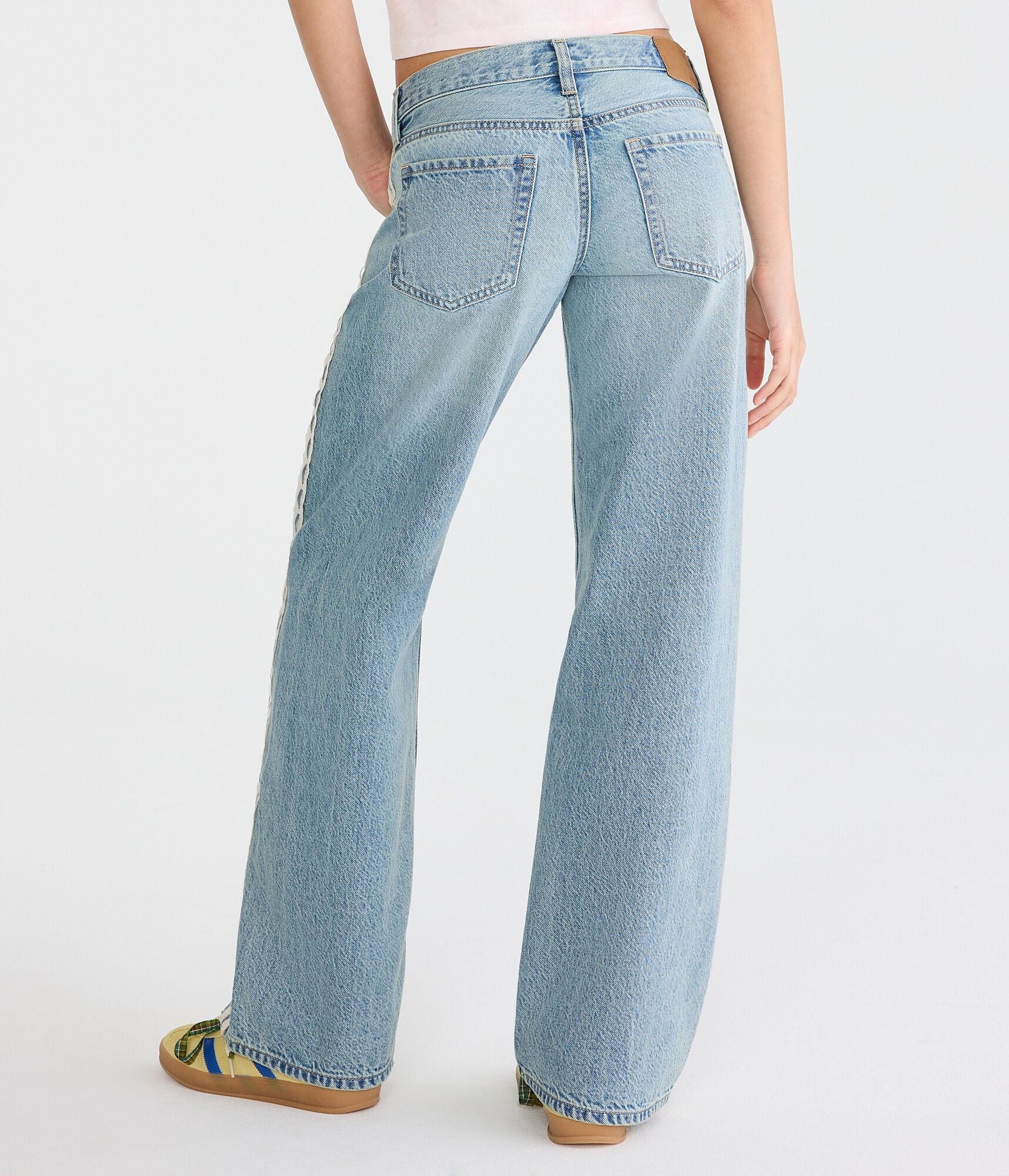 Super Low-Rise Baggy Wide Leg Lace Stripe Jean