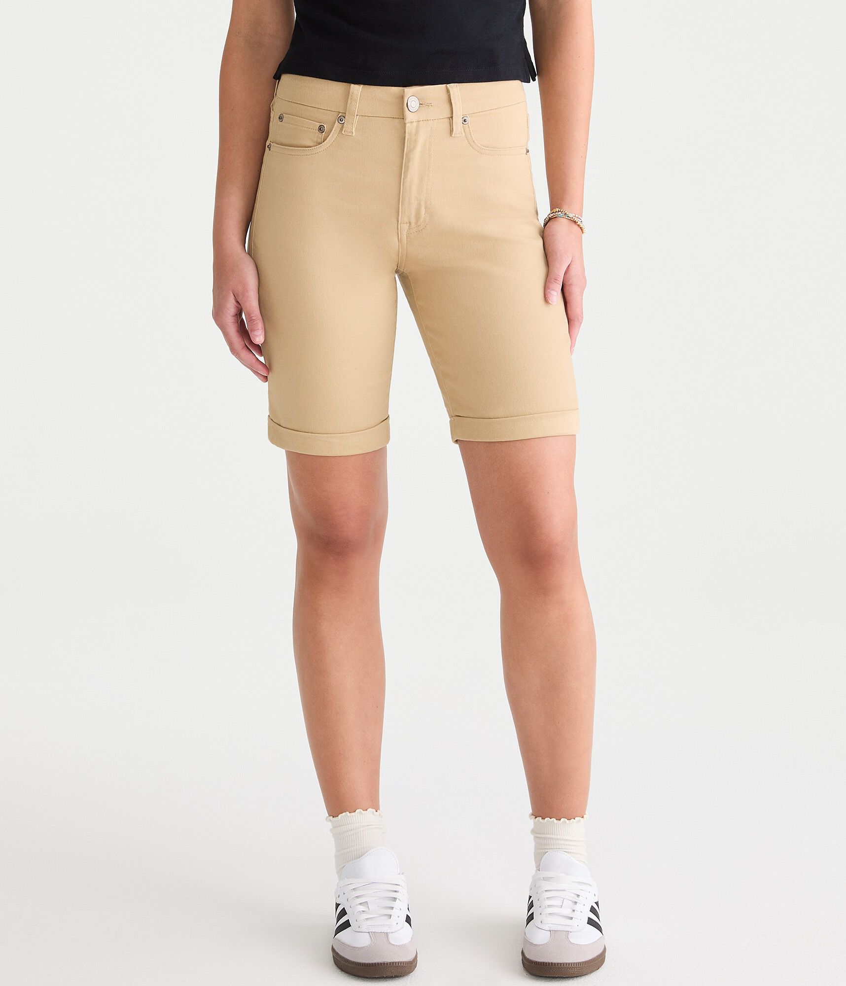 Curvy Seriously Stretchy High-Waisted Uniform Bermuda Shorts