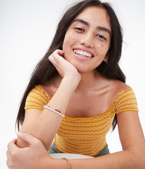 Seamless Smocked Off-The-Shoulder Top Seamless Smocked Off-The-Shoulder Top