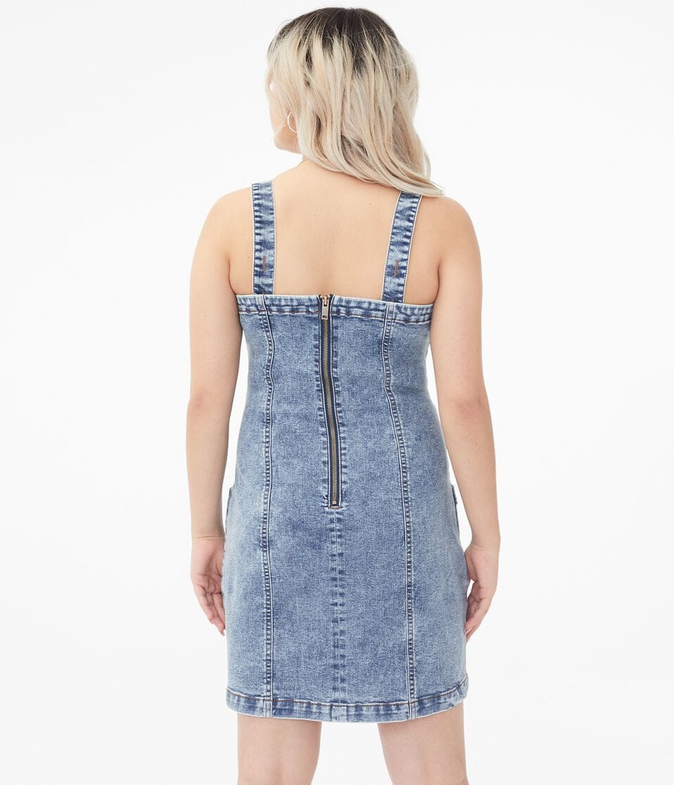 aeropostale denim dress Solid Button-Front A-Line Denim Dress