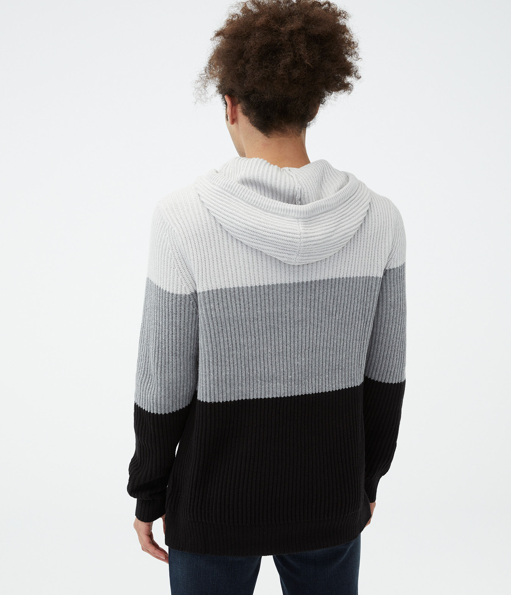Colorblock Ribbed Hooded Sweater***