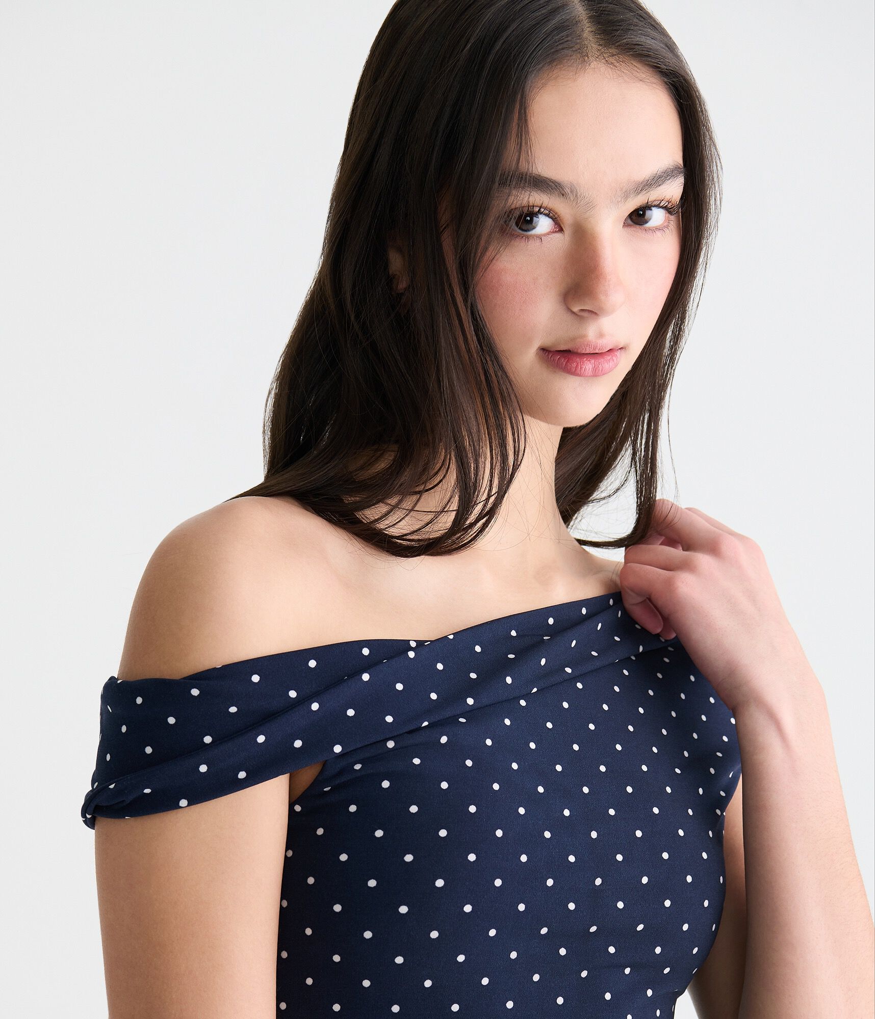 Polka Dot Asymmetrical Top