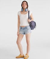 Seriously Soft Scoop-Neck Button-Front Tee