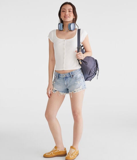 Seriously Soft Scoop-Neck Button-Front Tee Seriously Soft Scoop-Neck Button-Front Tee