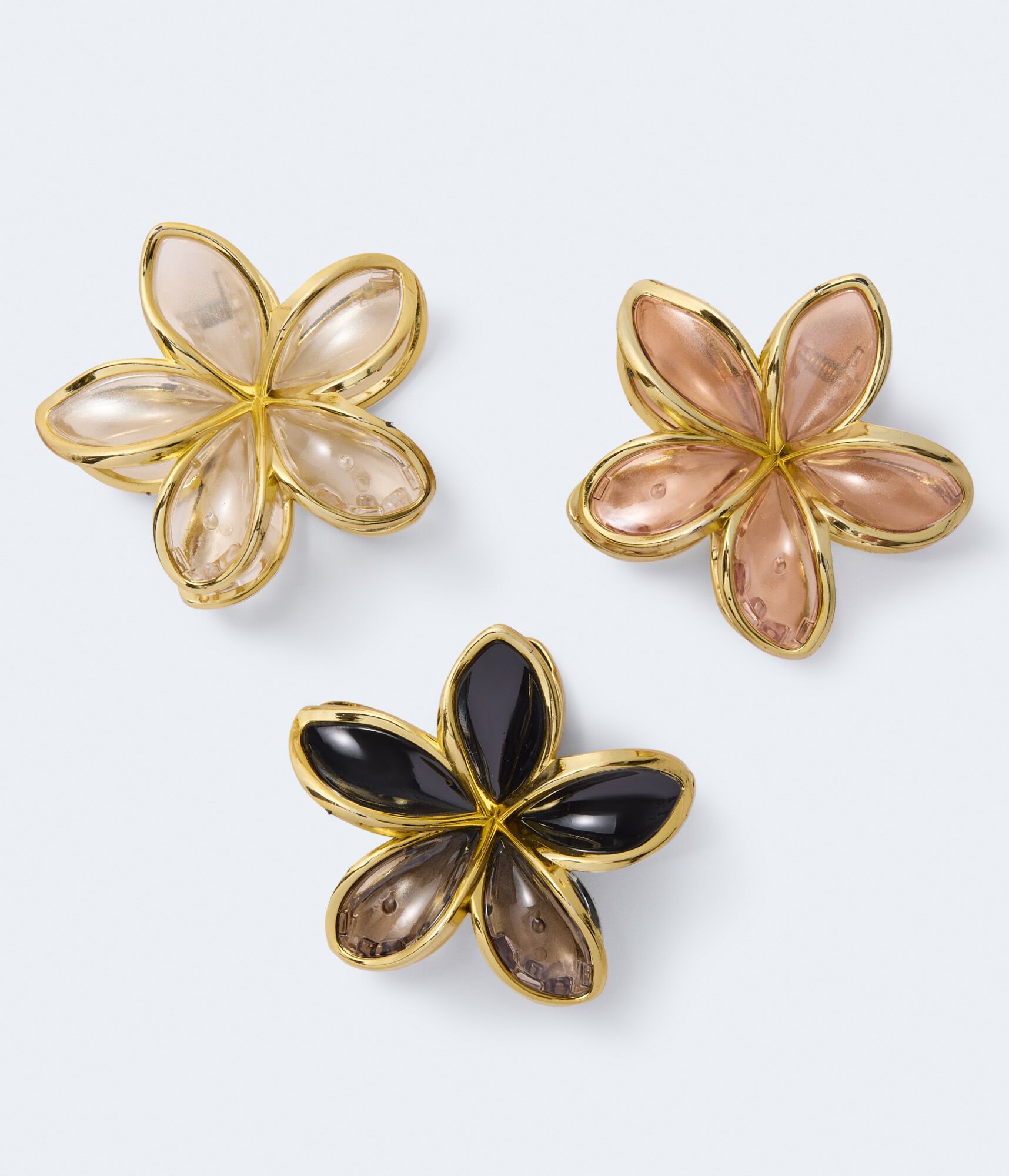Outlined Tropical Flower Claw Hair Clip 3-Pack