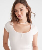 Seriously Soft Striped Henley Tiny Top
