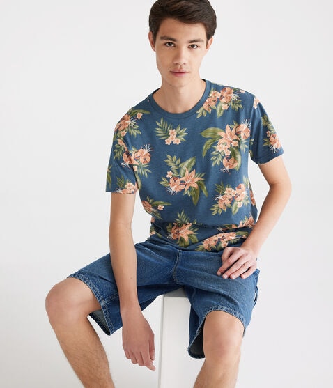 Tropical Floral Print Graphic Tee