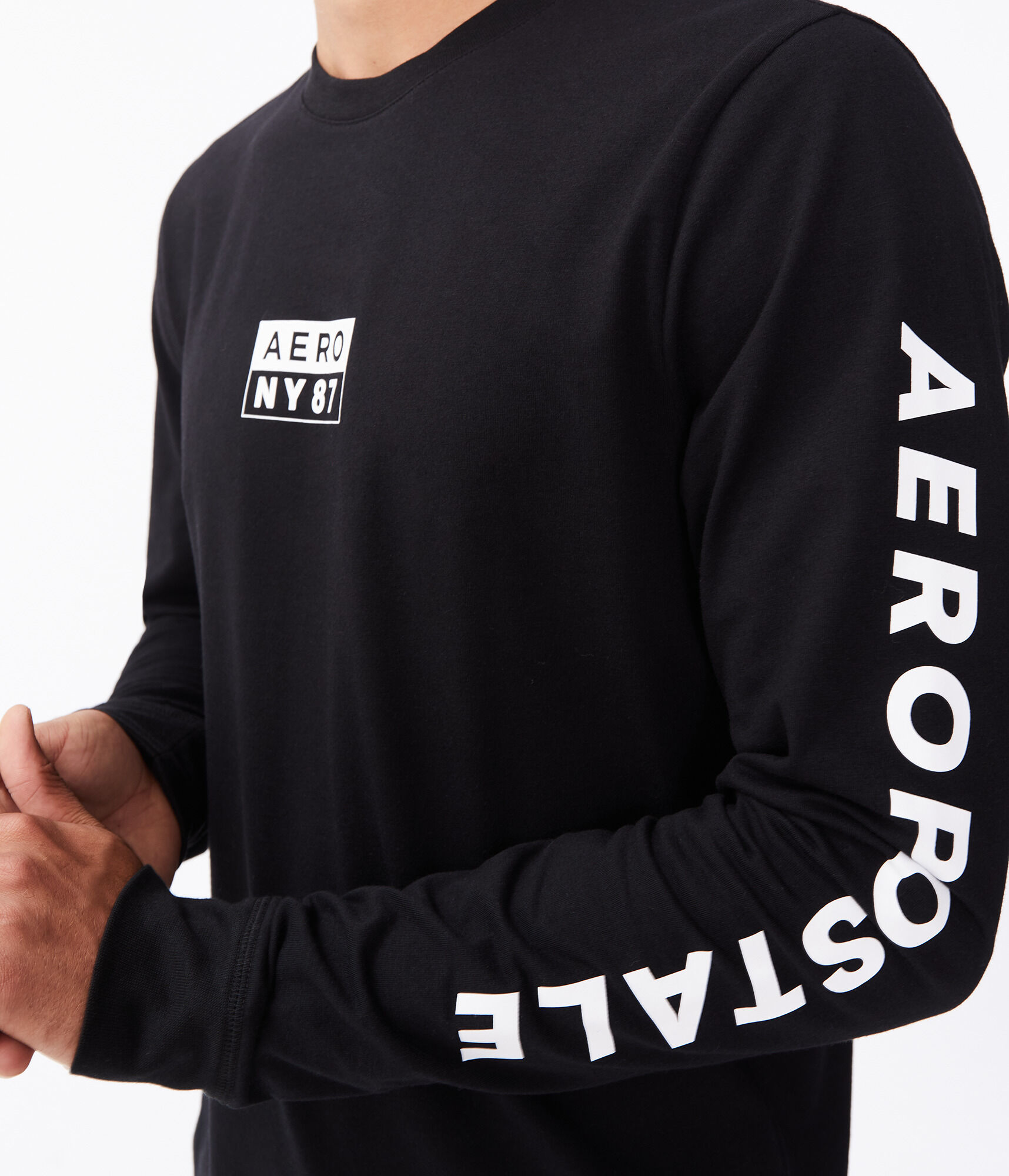 Long Sleeve Aero NY 87 Box Logo Stretch Graphic Tee