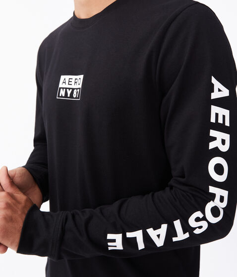 Long Sleeve Aero NY 87 Box Logo Stretch Graphic Tee Long Sleeve Aero NY 87 Box Logo Stretch Graphic Tee