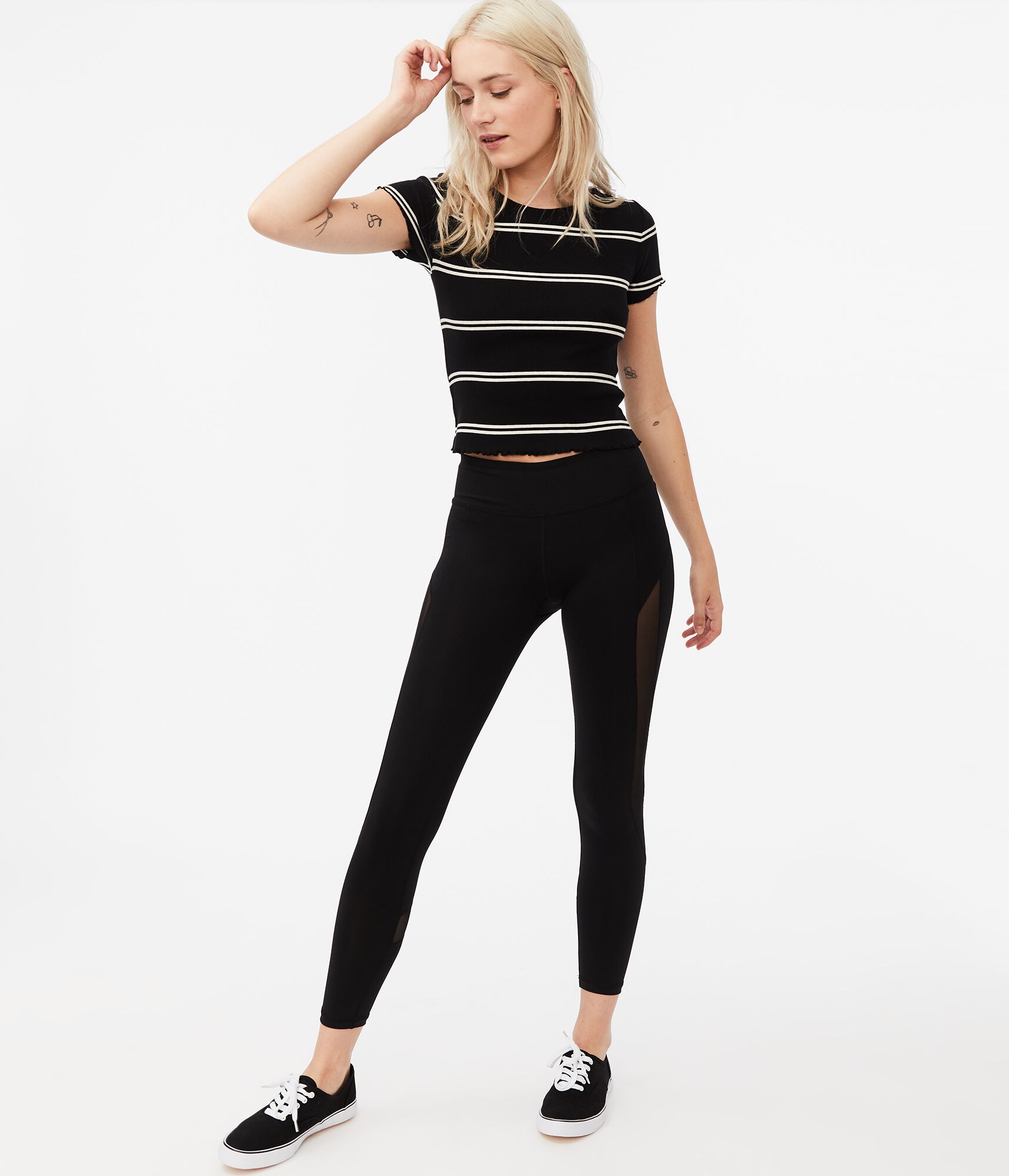 Mid-Rise Mesh Leggings