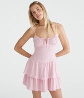 Solid Scoop-Neck Drop-Waist Mini Dress