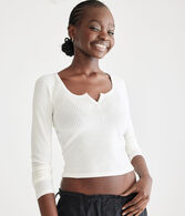 Long Sleeve Seriously Soft Notched Shrunken Tee