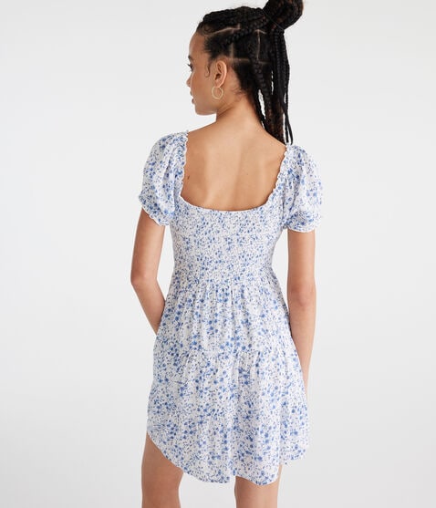 Floral Scoop-Neck Smocked Fit & Flare Dress Floral Scoop-Neck Smocked Fit & Flare Dress