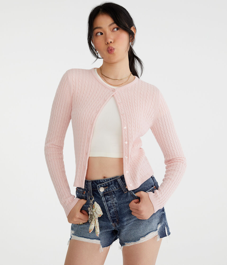 Cable Knit Crew Cardigan