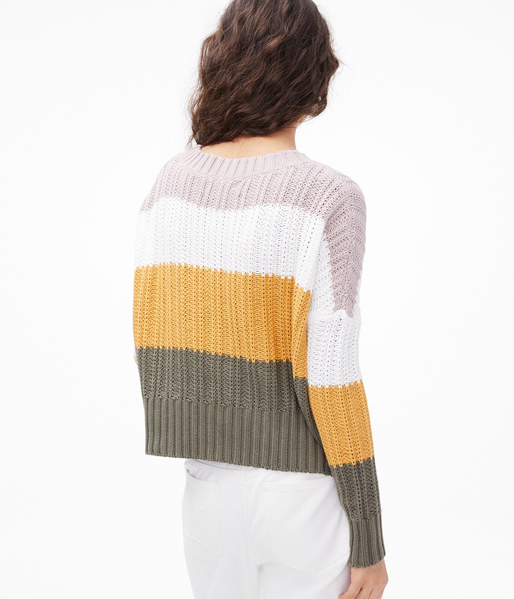 Striped Cropped V-Neck Sweater