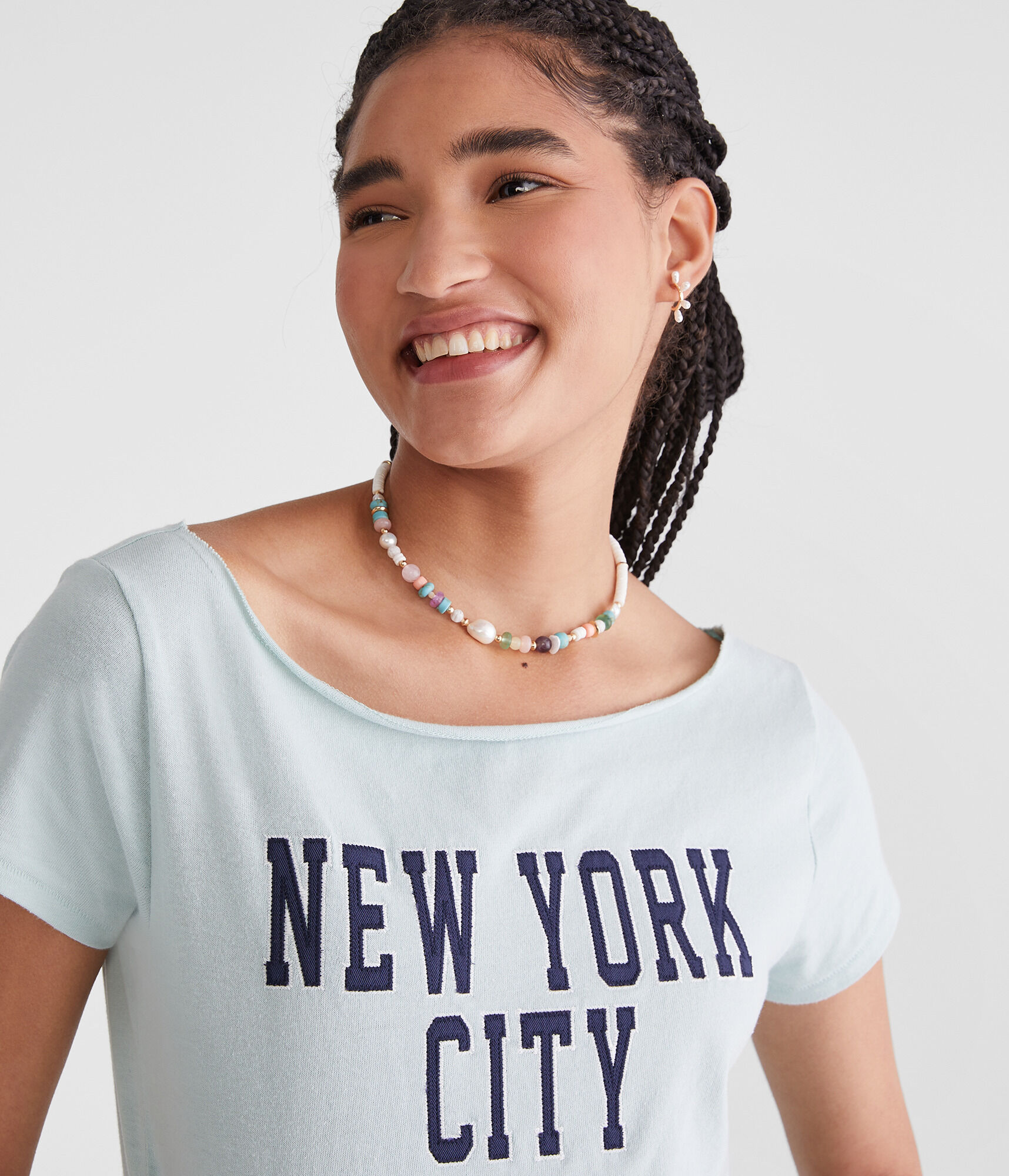 Seriously Soft New York City Off-The-Shoulder Vintage Fit Graphic Tee
