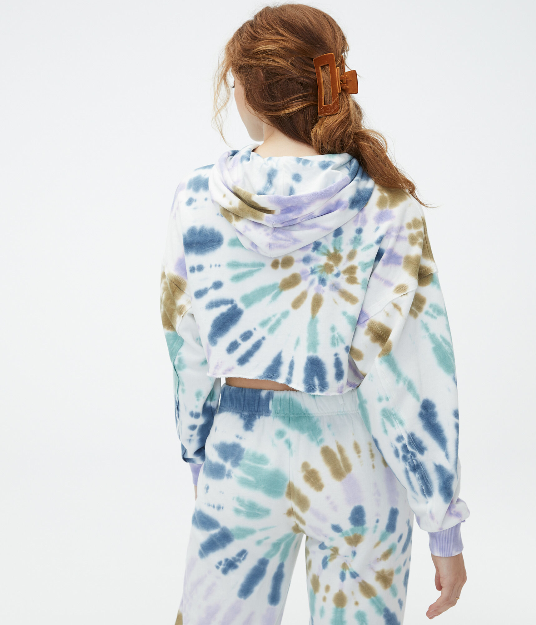 Tie-Dye Cropped Boyfriend Pullover Hoodie