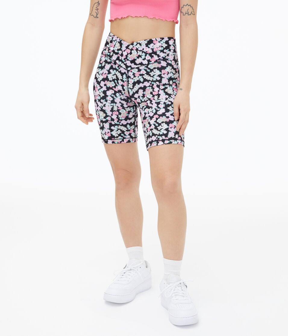 Floral Crossover Bike Shorts