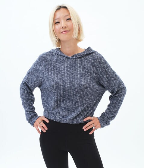 Fuzzy Ribbed Dolman Pullover Hoodie Fuzzy Ribbed Dolman Pullover Hoodie