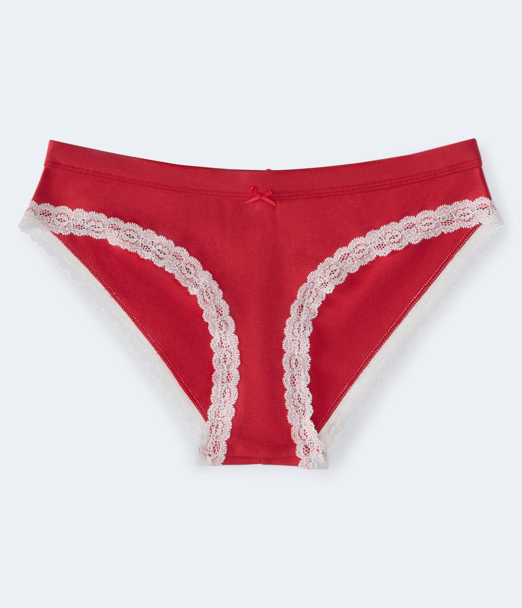 Solid Lace-Trim High-Cut Cheeky