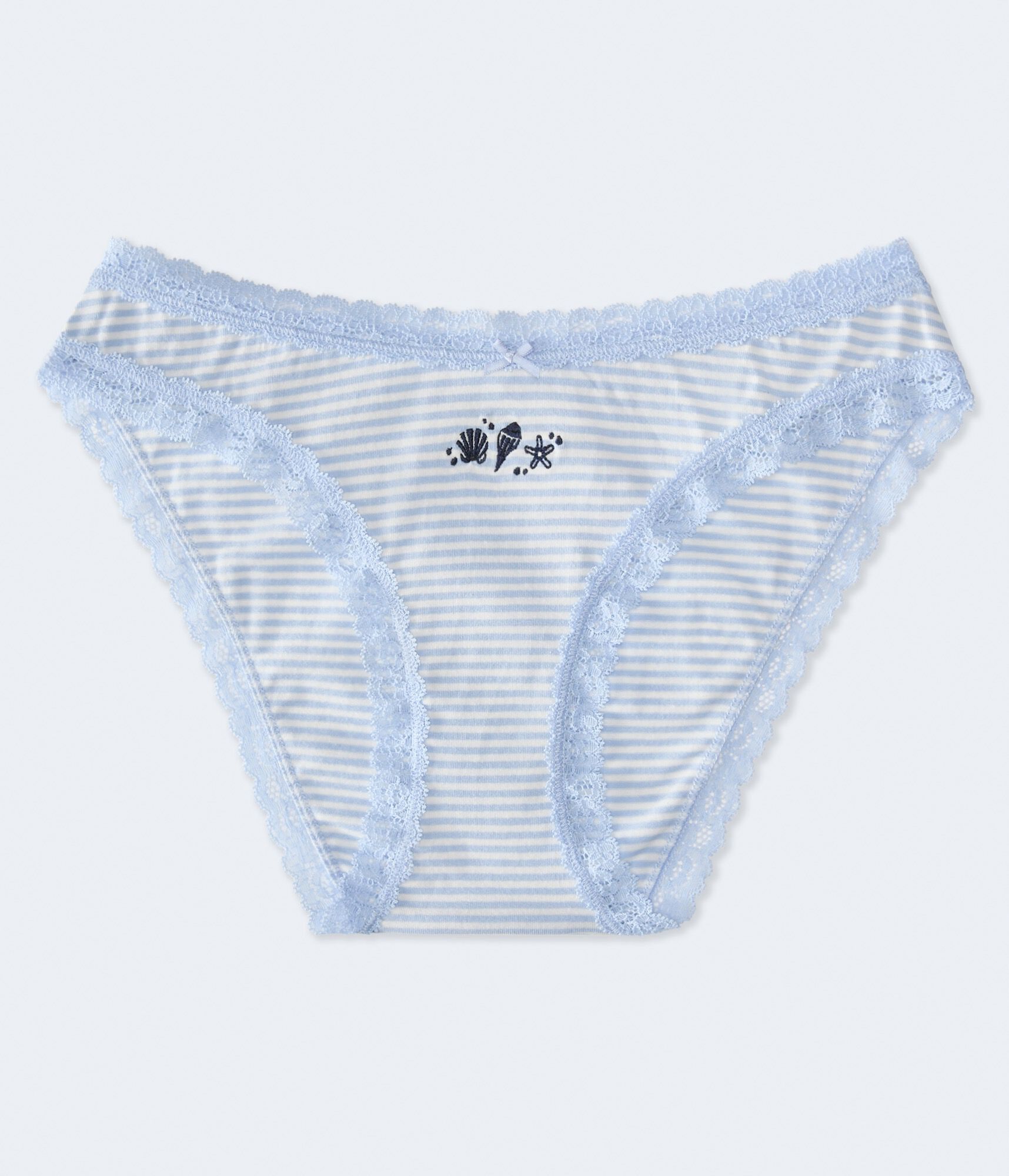 Seashells Low-Rise Lace-Trim Bikini