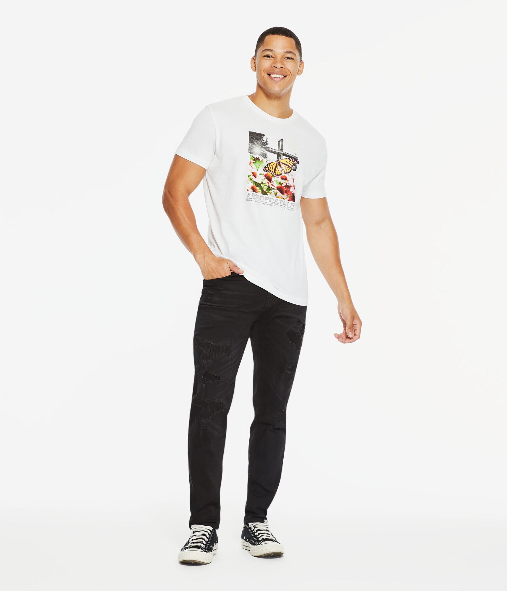 Aeropostale Butterfly Photo Graphic Tee